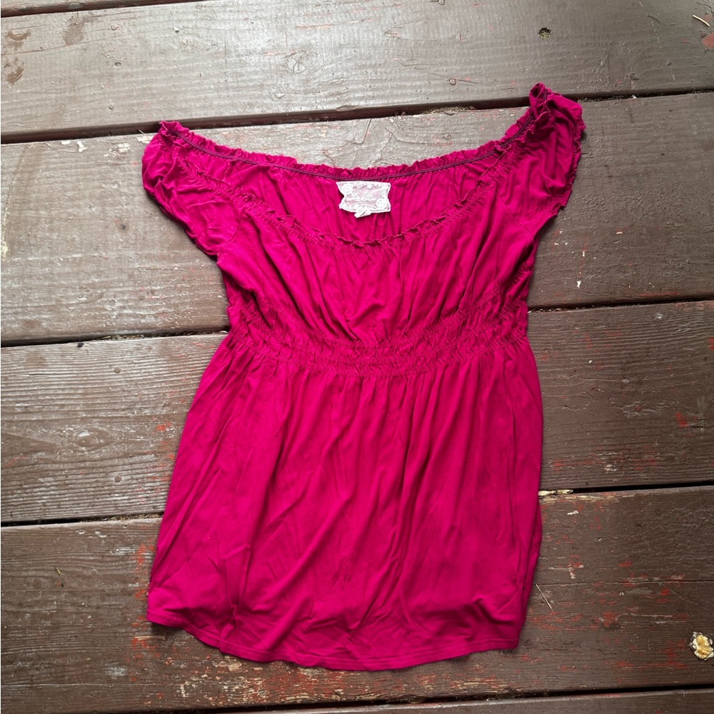 Women's Pink Off-Shoulder Top